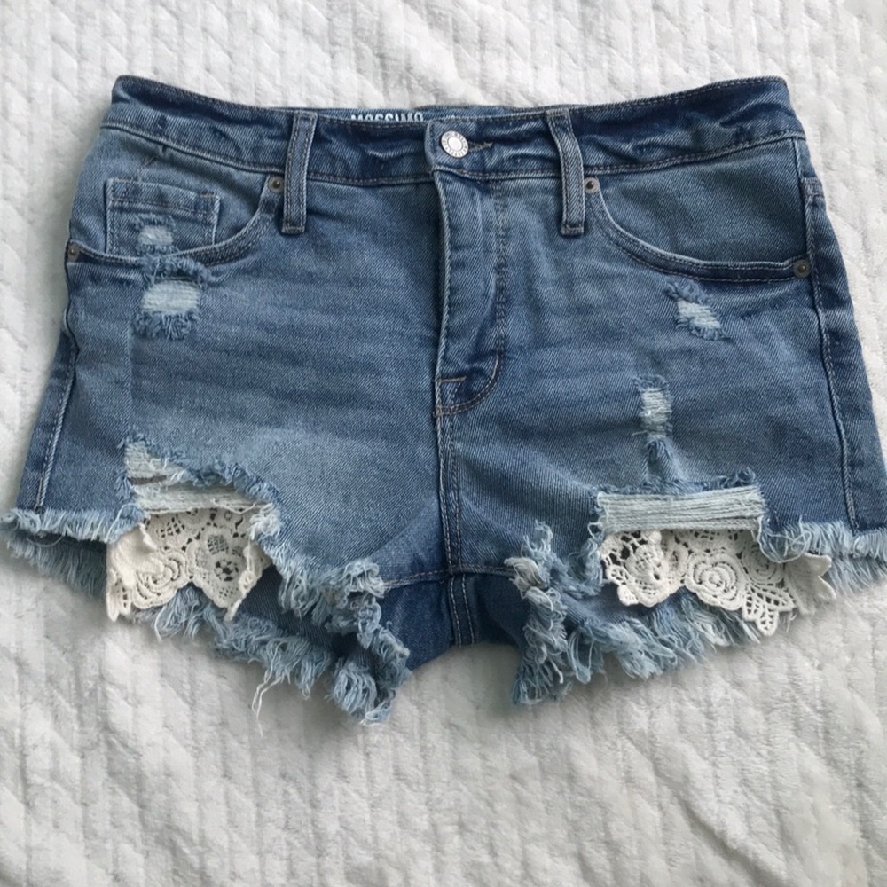 Flower jean shorts (high rise)